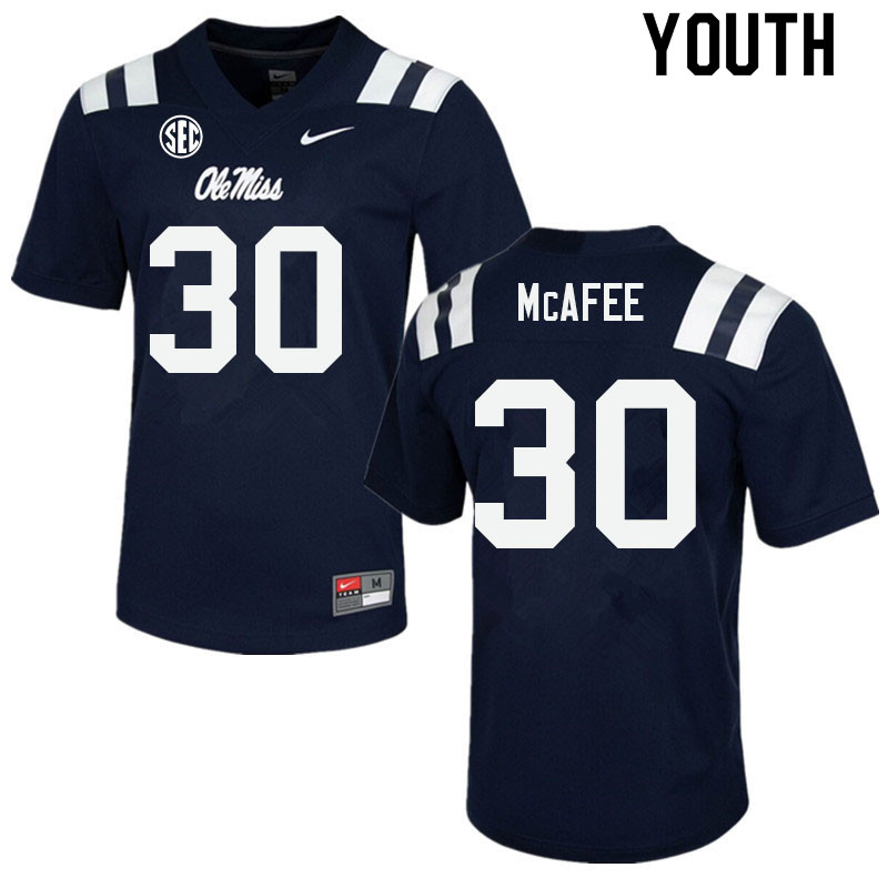 Fred McAfee Ole Miss Rebels NCAA Youth Navy #30 Stitched Limited College Football Jersey DAG3358YS